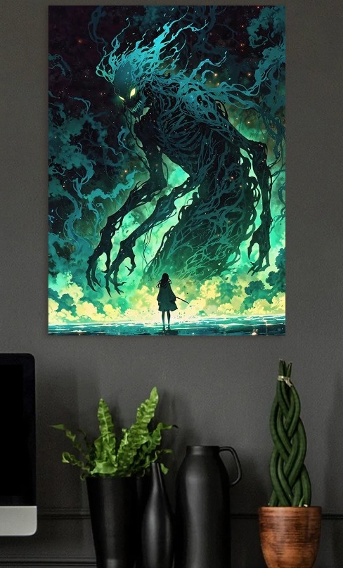 The Last Stand Girl vs the Wraith — metal poster wall art by Lineer